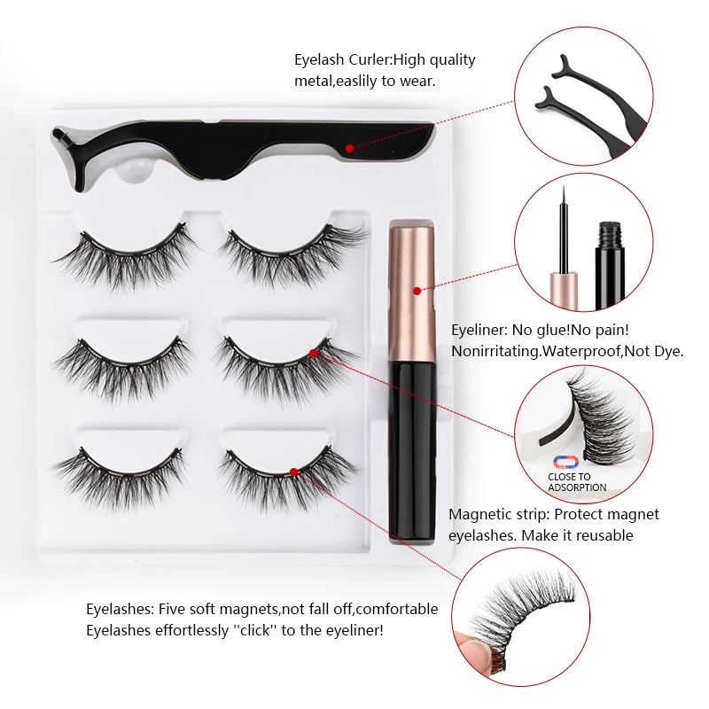 2/3/4 Pairs Magnetic Eyelashes Set